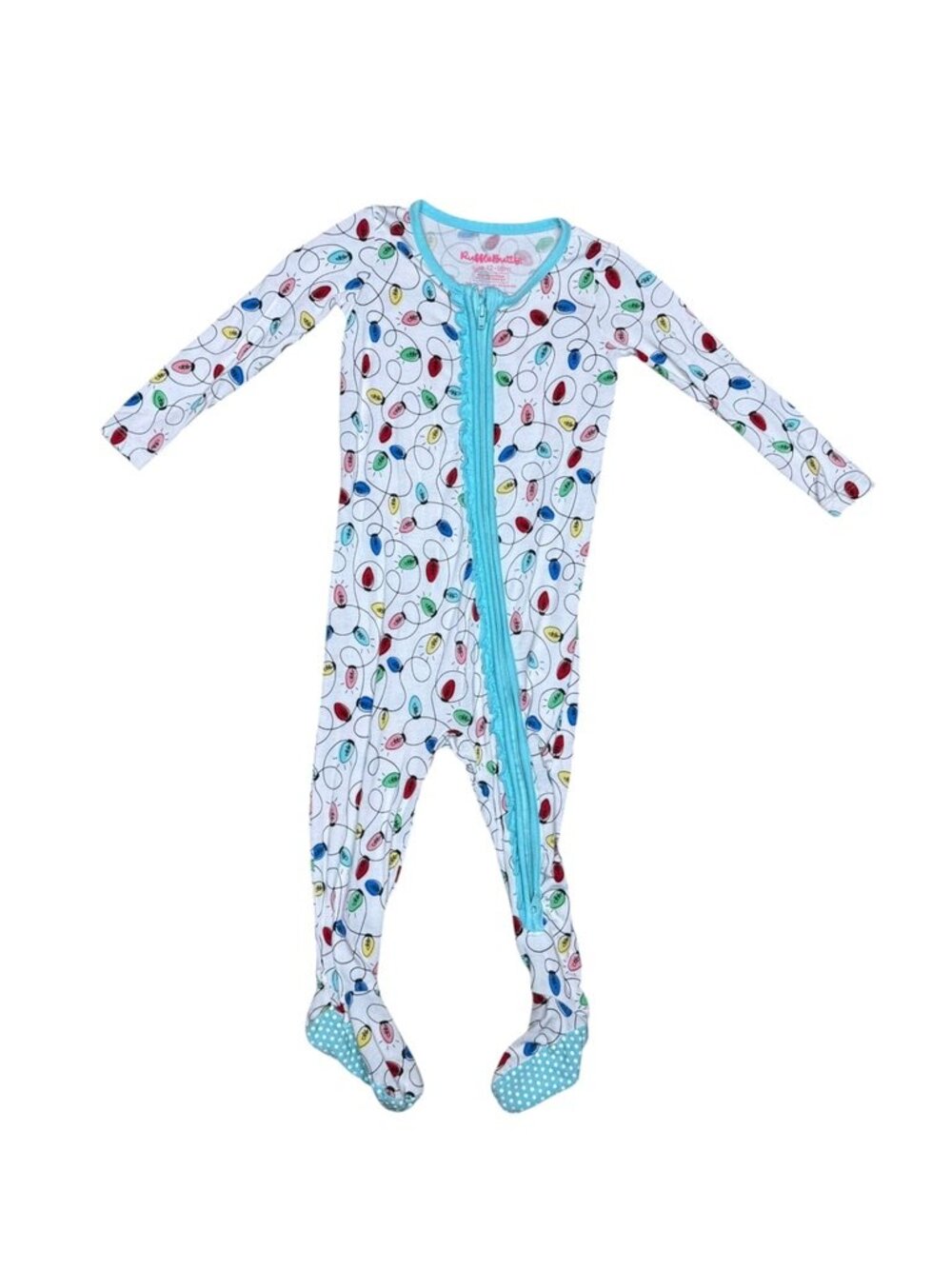 RuffleButts Holiday Christmas Ruffle Zip Up Footie Sleeper Baby 12-18 Months